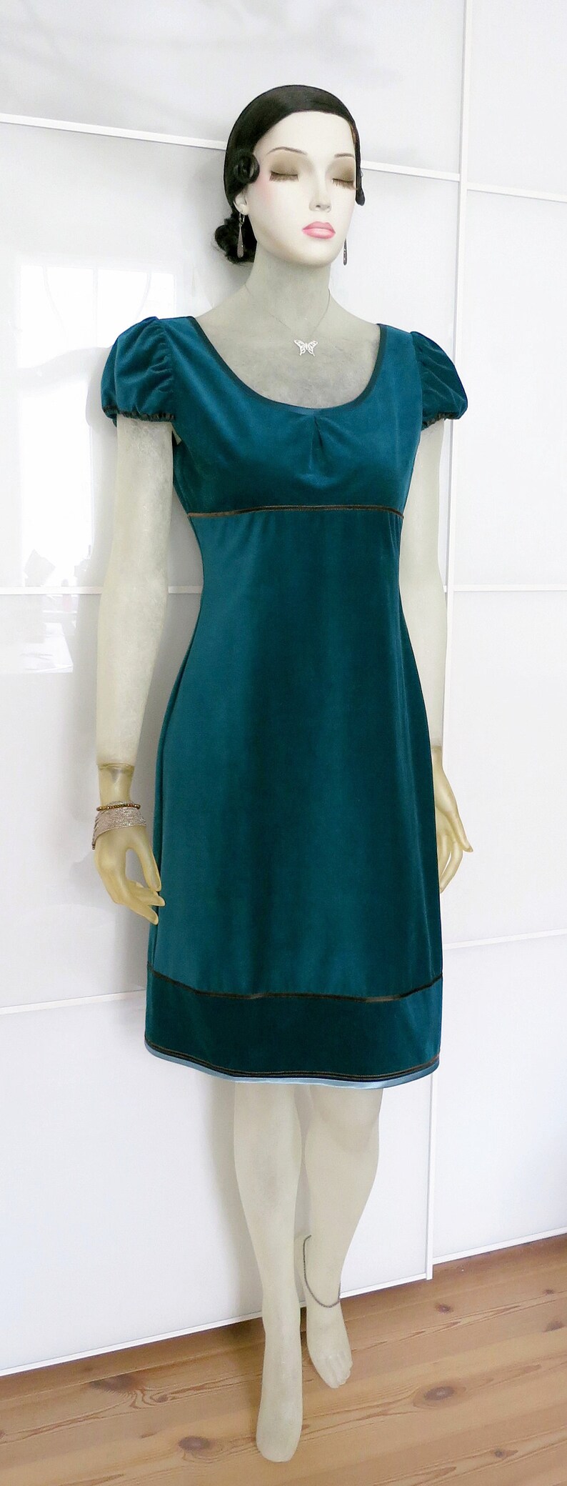 Dress BIO-Aveline: organic cotton, corduroy,petrol image 5