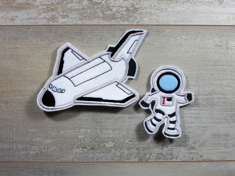 Space Shuttle & Astronaut Set Stickapplikation Applikation zum Aufnähen und Aufbügeln Bild 1