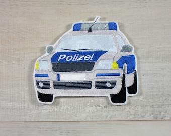 Polizeiauto | Police car | Stickapplikation | Applikation zum Aufnähen und Aufbügeln