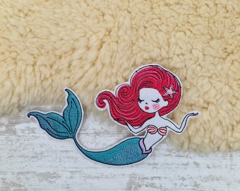 Meerjungfrau Türkis | Mermaid Türkis | Stickapplication | Applikation zum Aufnähen und Aufbügeln