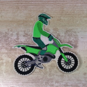 motocross green | Motocrossike green | Embroidered Appliqué | Applique for sewing and ironing