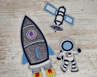 Space rocket set | Space set | Embroidery applique | Applique for sewing and ironing