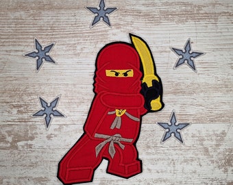 Ninja Red 2 Set | Ninja Red 2 Set | Embroidered Appliqué | Applique for sewing and ironing