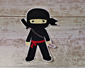 ninjazwart | Ninja zwart| Geborduurde applicatie | Applique voor naaien en strijken