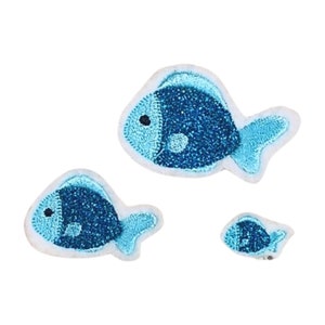 Conjunto de peixes | conjunto de peixes | Aplique de bordado | Aplicação de patch para costura e passagem a ferro