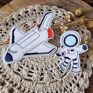Space Shuttle & Astronaut Set blau rot| Aufnähen| Aufbügeln | Patch