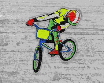 BMX Fahrer | BMX Rider  | Stickapplikation | Applikation zum Aufnähen und Aufbügeln