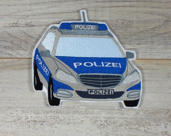 Polizeiauto 2 | Police Car | Stickapplikation | Applikation zum Aufnähen und Aufbügeln