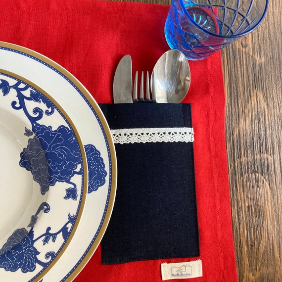 Red Cotton Placemats Set of 2 / Boho Table Linens / Christmas Etsy