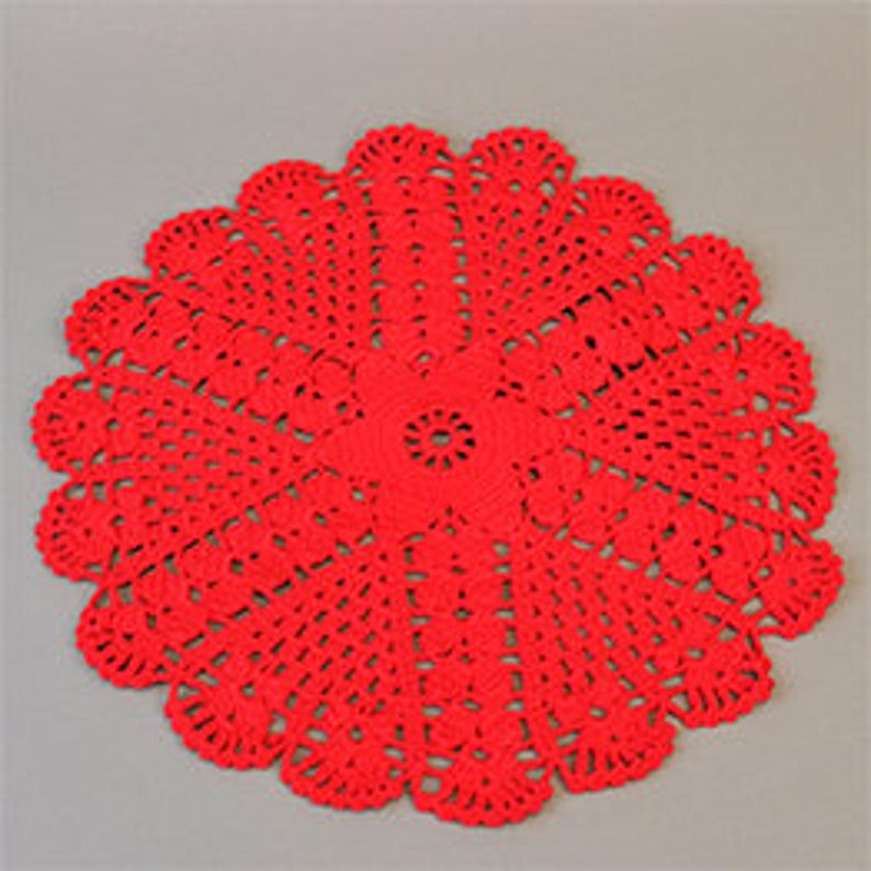 Red Crochet Placemat Retro / Boho Lace Napperon / Circle Knit Etsy