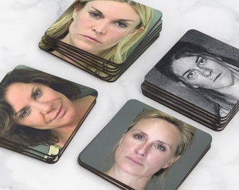 RHONY Housewives Mugshot Coaster Set (of 4) Sonja, Luann, Leah, Tinsley - Real Housewives of New York Mugshot Coasters