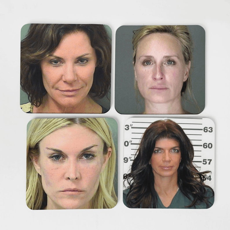 May include: Four mugshots of women with different hairstyles and expressions. The mugshots are arranged in a 2x2 grid. Each mugshot has a white background and a grey border.