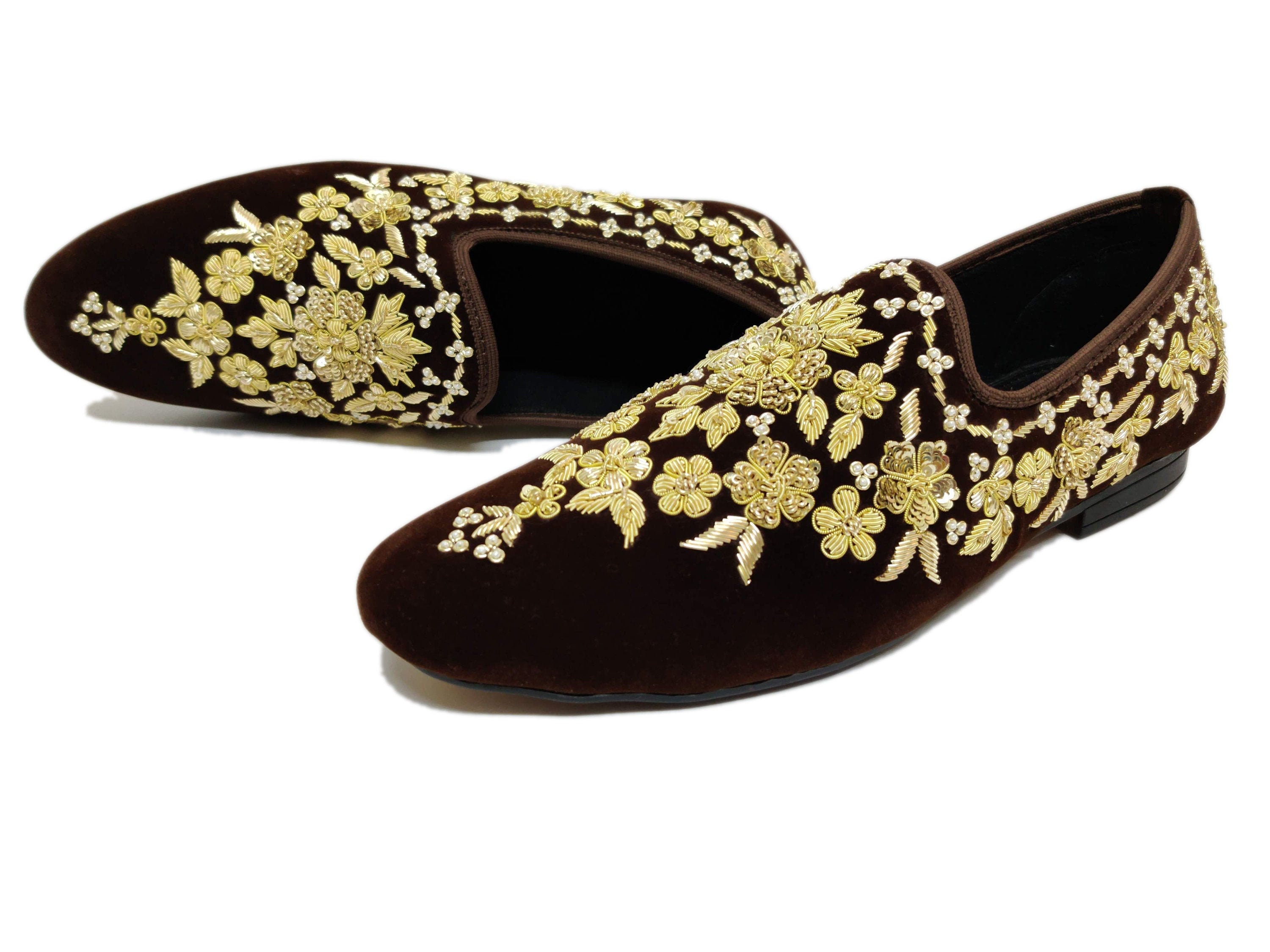 Hand Made Zardozi Slippers for Men Indian Wedding Loafers - Etsy