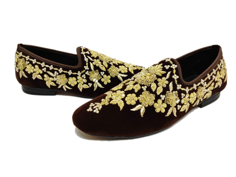 Hand Made Zardozi Slippers for Men Indian Wedding Loafers Etsy