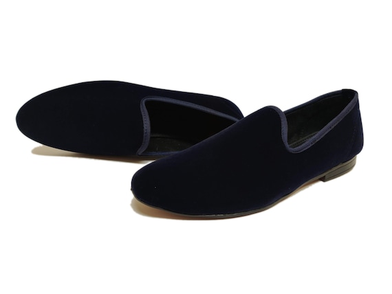 navy blue velvet dress shoes Santoni - Smooth Blue Velvet Formal Dress Shoe
