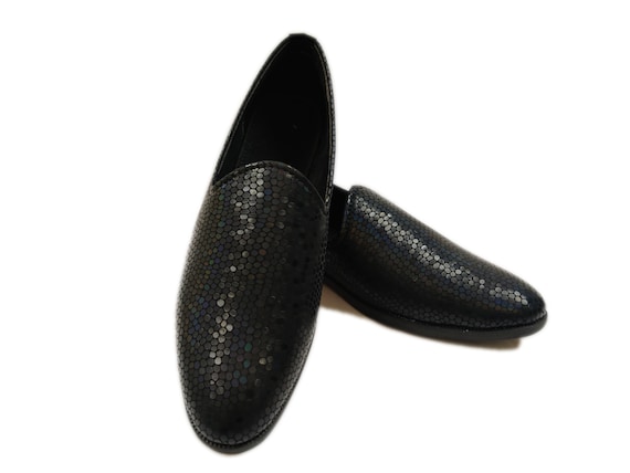 Black Texture Handmade Slipon Shoes for Men - Etsy
