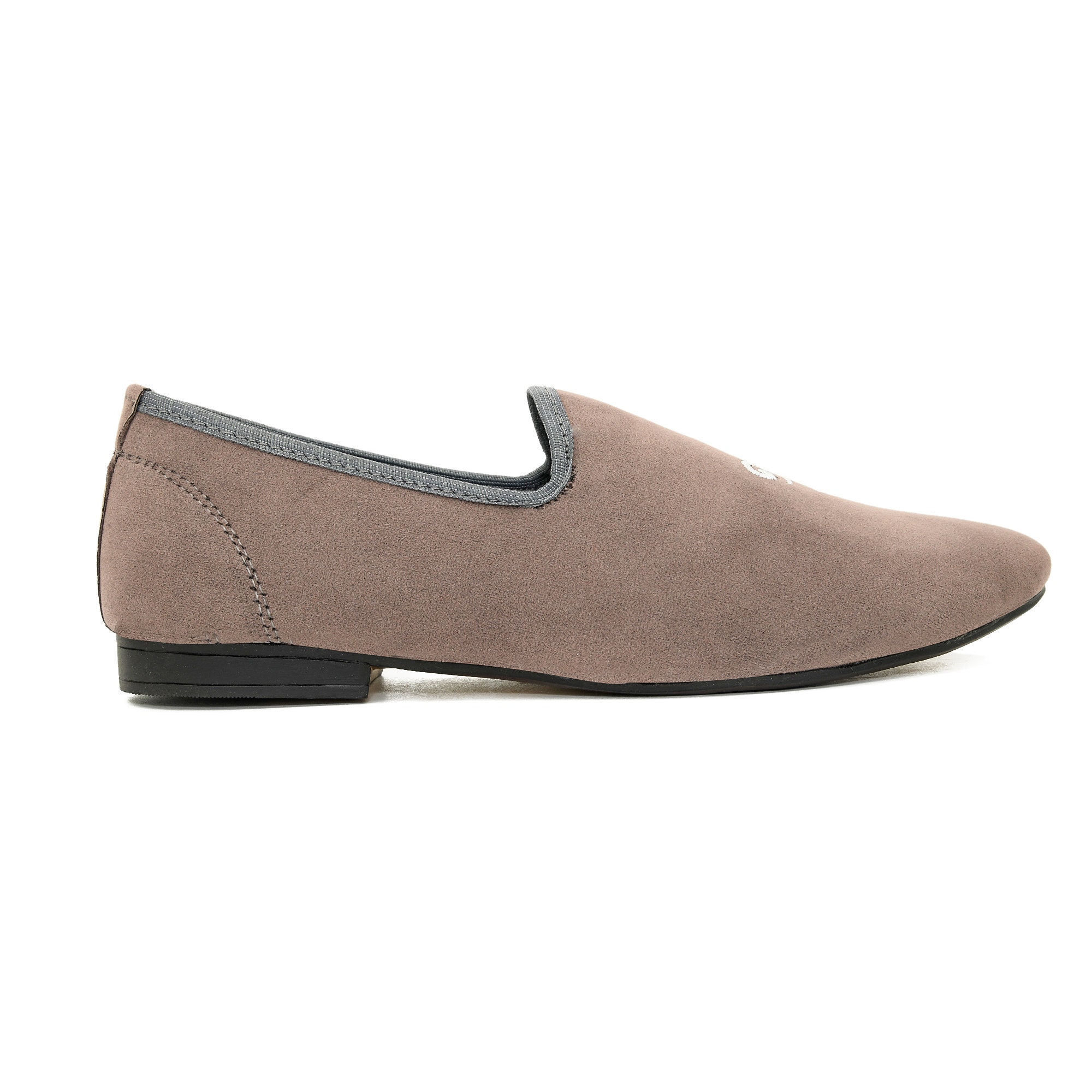 Velvet Slip on Gray Casual Loafer Stylish Moccasins Dress Handmade
