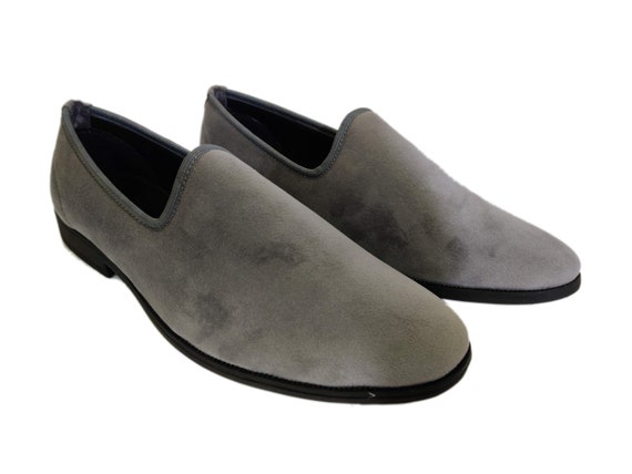 Grey velvet loafers mens clearance
