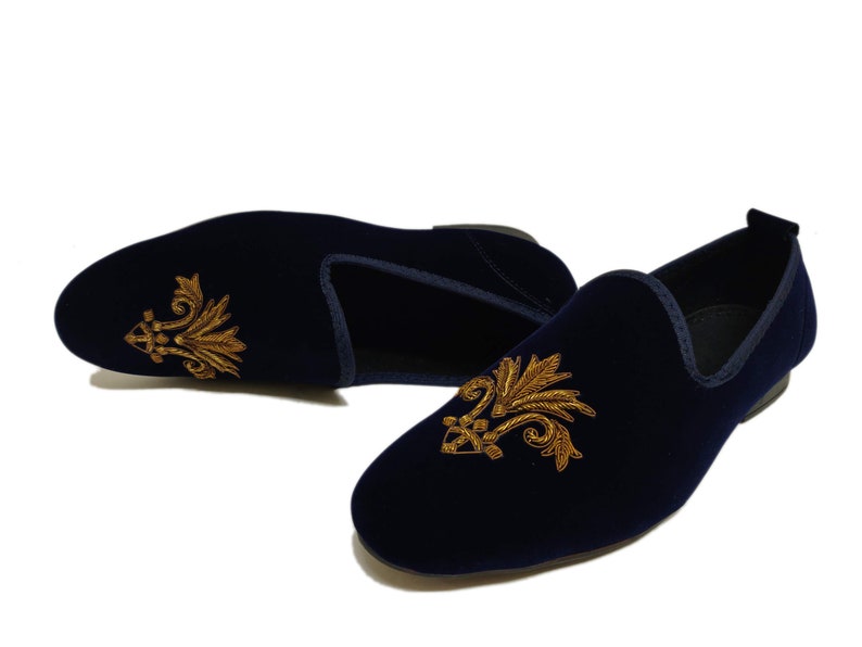 Men Luxury Hand Embroidery Zardozi Velvet Slip on Tuxedo Shoes | Etsy