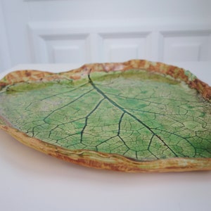 Leaf Ceramic platter Large decorated pater dish table decoration for dining Room gift Salon