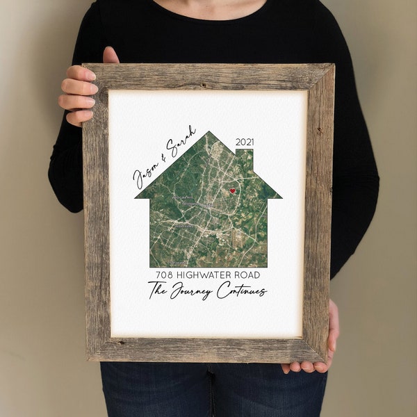 Moving Gift for Neighbors- Personalized House Map, Moving Away Gift, Framed Map of House, Satellite Map, Customized Map of New Home