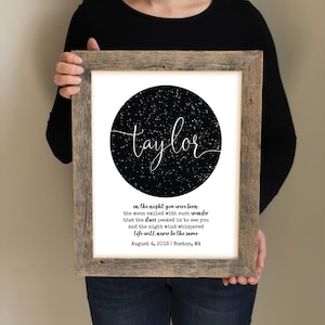 Baby Shower Gift Set- Book and personalized Frame, The Night you were Born, New Baby Gift, Constellation map for baby, Adoption Gift, Star