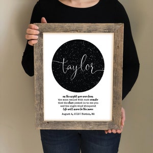 Cadeau de bébé personnalisé - La nuit de votre naissance Impression de carte étoilée, Nouveau cadeau de bébé, Art de la crèche pour la nièce, pour le neveu, Décor de la chambre des filles,