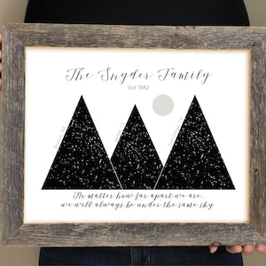 Impression de carte d’étoile familiale longue distance - Carte longue distance Cadeau pour les parents, Représentation du ciel nocturne pour différents endroits, Cadeau pour maman