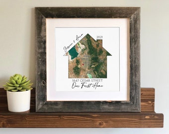 Our First Home Together Gift for moving in together- Satellite Topographical Map of Address