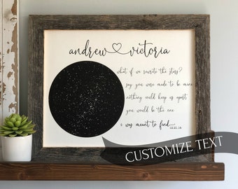 Sentimental Keepsake Gift for Groom From Bride- Night Sky Map of the night we Wed, married under these Stars