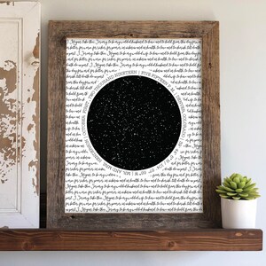 May include: A black and white star map print with a circular black star field surrounded by a white circle with the text "OCTOBER FIRST. TWO THOUSAND NINETEEN | FIVE FIFTEEN P.M. DENVER, COLORADO | 39.73 N / 105.00 W | 99.99" in a handwritten font.