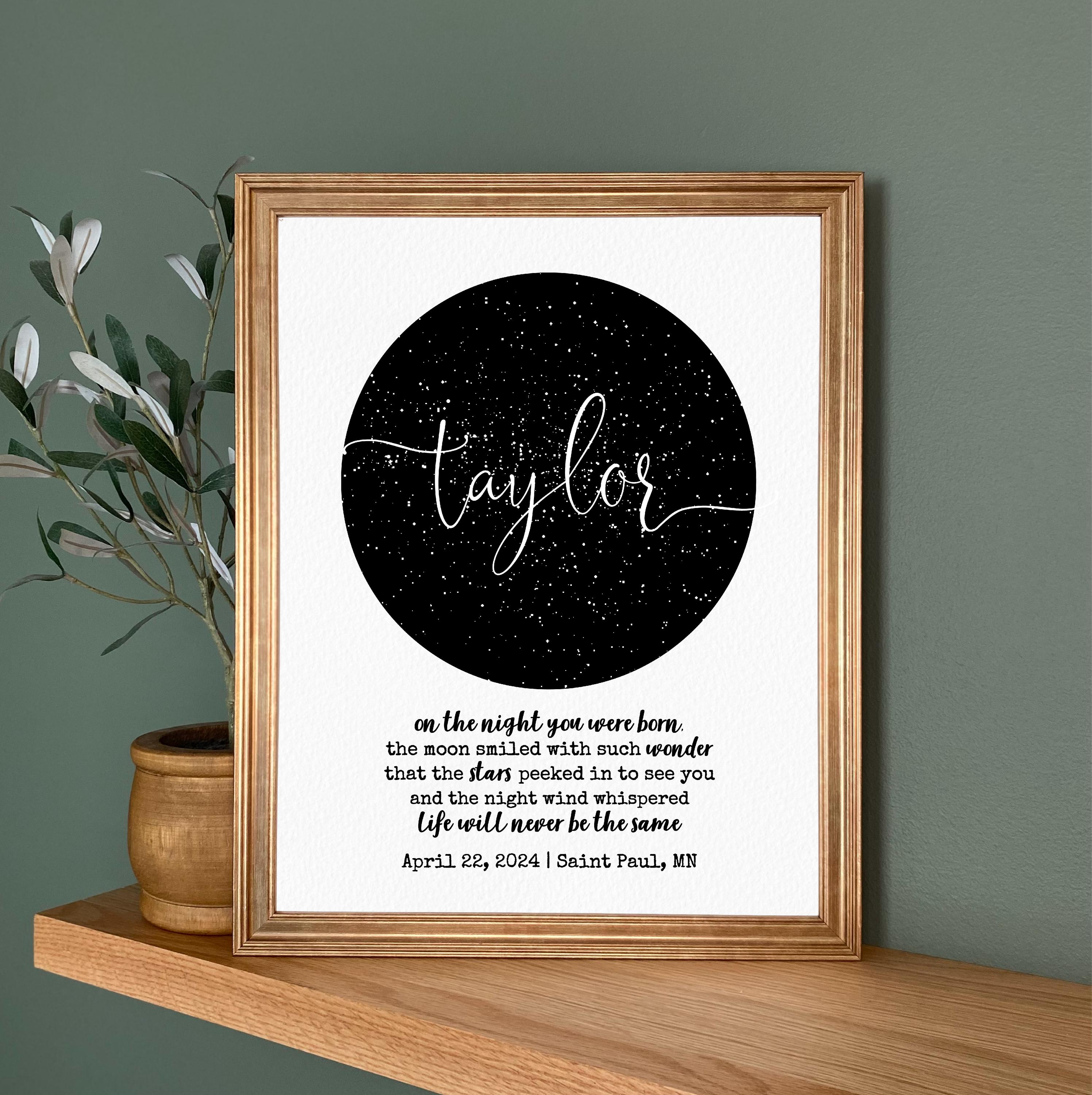 On the Night You Were Born Star Map Print- Baby Shower Gift, Nursery ...