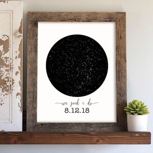 Wedding Gift for Couple - Bridal Shower Gift for Bride and Groom Custom Star Map Personalized Night Sky Personalized Star Map We said I do