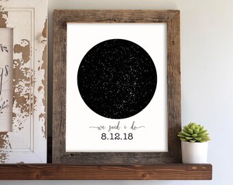 Wedding Gift for Couple - Bridal Shower Gift for Bride and Groom Custom Star Map Personalized Night Sky Personalized Star Map We said I do