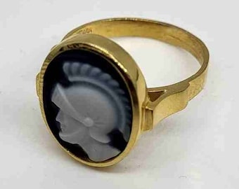 Ring warrior genuine gem cameo 925 silver warrior