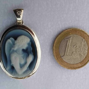 Gemstone pendant angel silver cameo with brilliant image 2