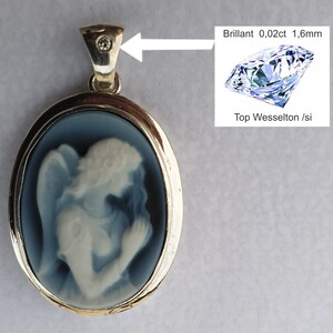Gemstone pendant angel silver cameo with brilliant image 3