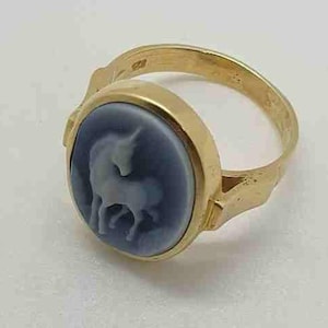 Ring with real gemstone gem 925 silver with real gold plating &quot;The last unicorn&quot;