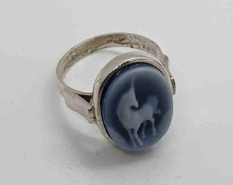 Ring, unicorn genuine gemstone gem 925 silver the last unicorn