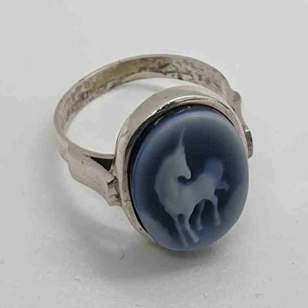 Bague licorne véritable pierre précieuse argent 925 la dernière licorne