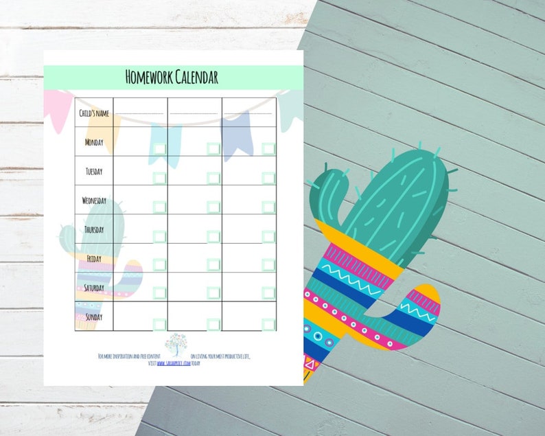 Homework Calendar.pdf Homework Calendar Printable A4 Organize Wall Art Goalsetting PDF ...