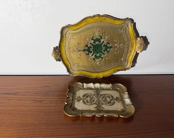 Vintage Set of 2 Italian Florentine Serving Trays