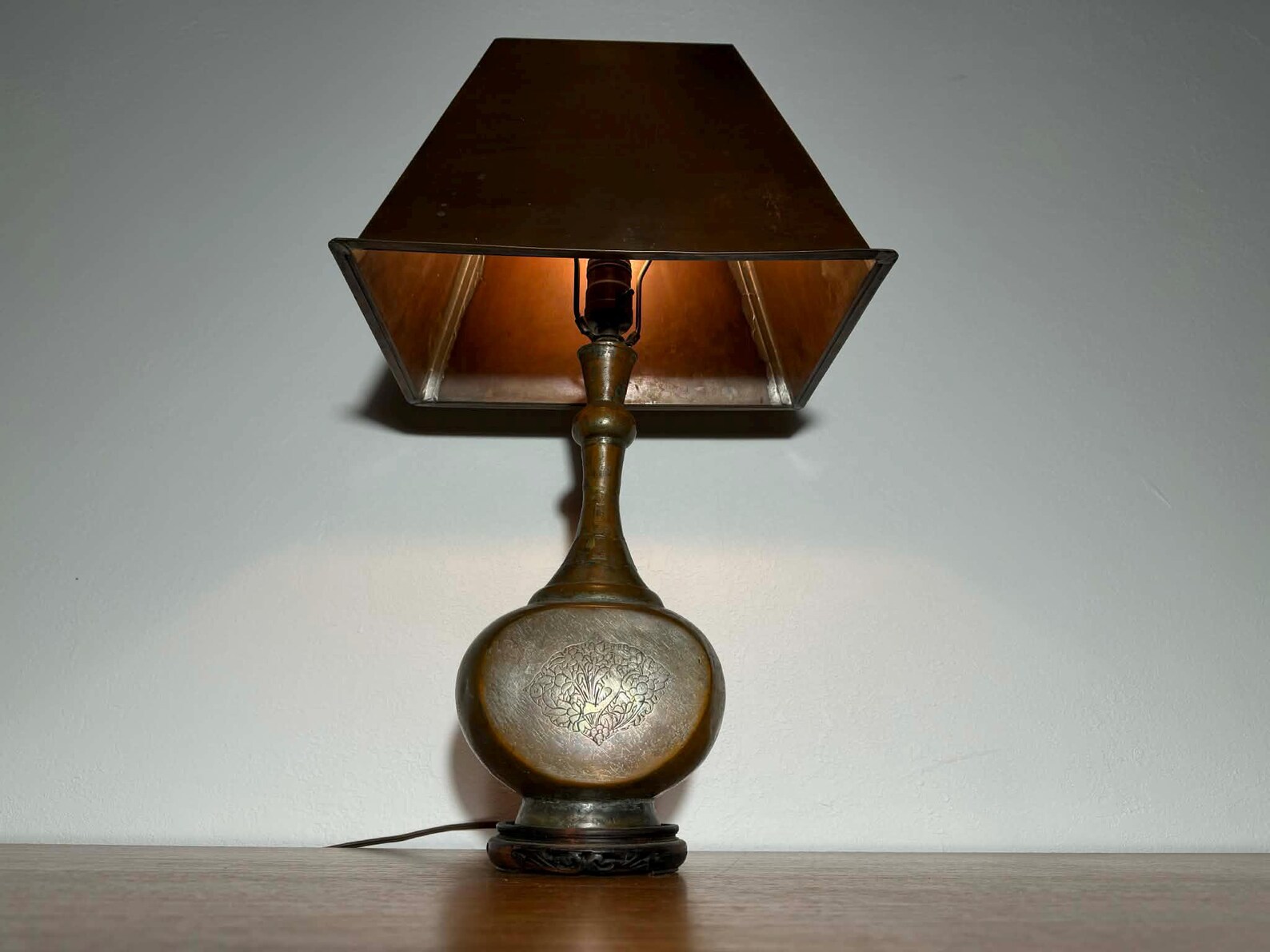 Vintage Copper Lamp With Copper Lampshade - Etsy