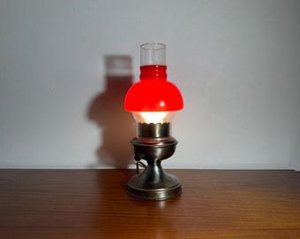 Vintage Country Style Hurricane Shade Wired Electric Lamp