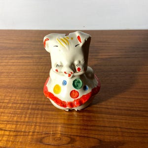 Vintage American Bisque Shawnee Polka Dot Piggy Bank