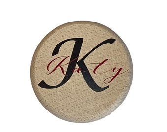 Personalized drink coaster with name, beer coaster made of beech wood