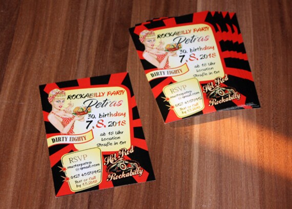 Invitation Anniversaire Rockabilly Etsy Invitation Anniversaire Rockabilly Etsy