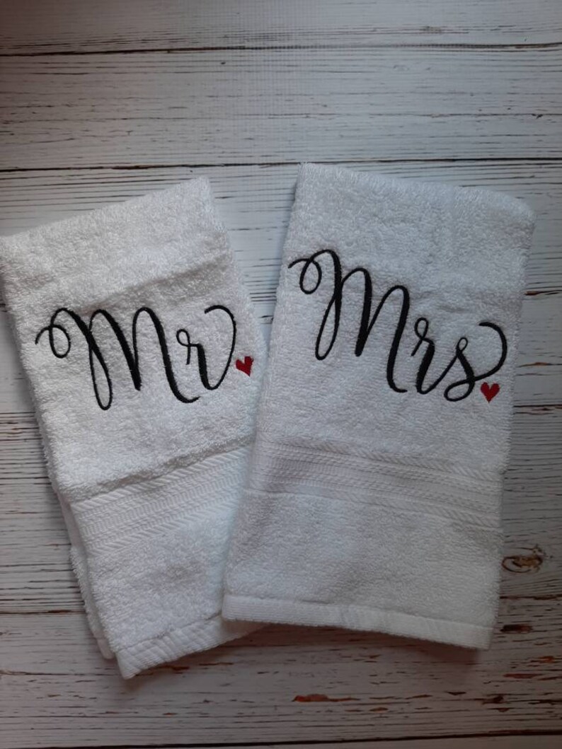 Mr. And Mrs. Embroidered Hand Towels Etsy
