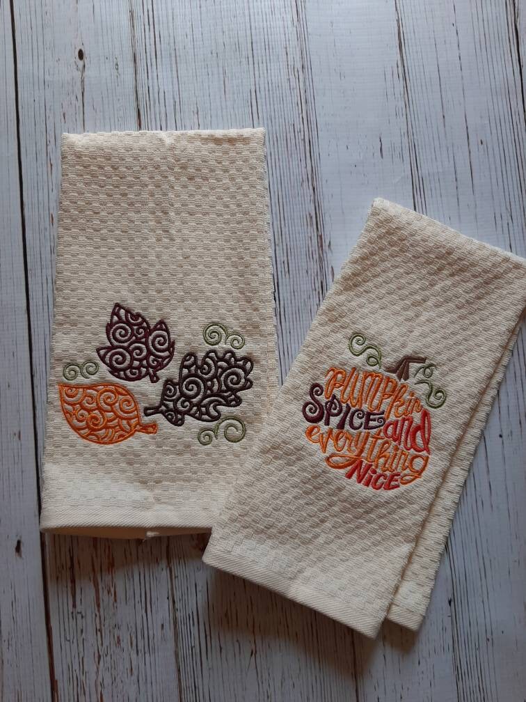 Fall Themed Hand Towels Tea Towels Kitchen Towels Fall Etsy