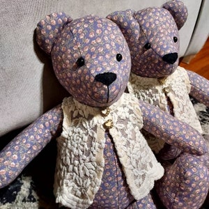 Memory Bear With Vest ,custom Made Keepsake Bearswith Memory Heart ...
